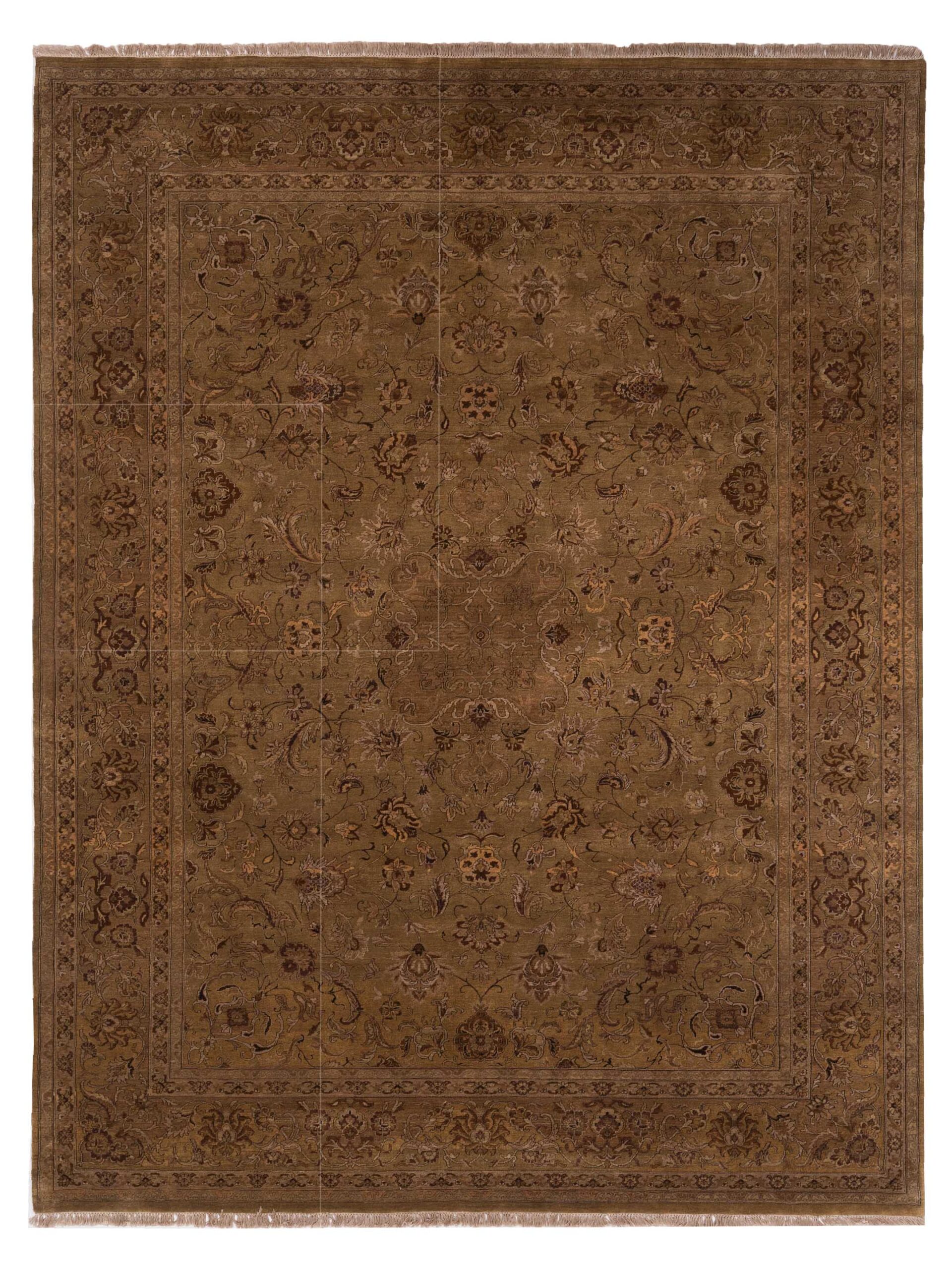 Queen Camel Brown 9x11.10 Hand Knotted Rug