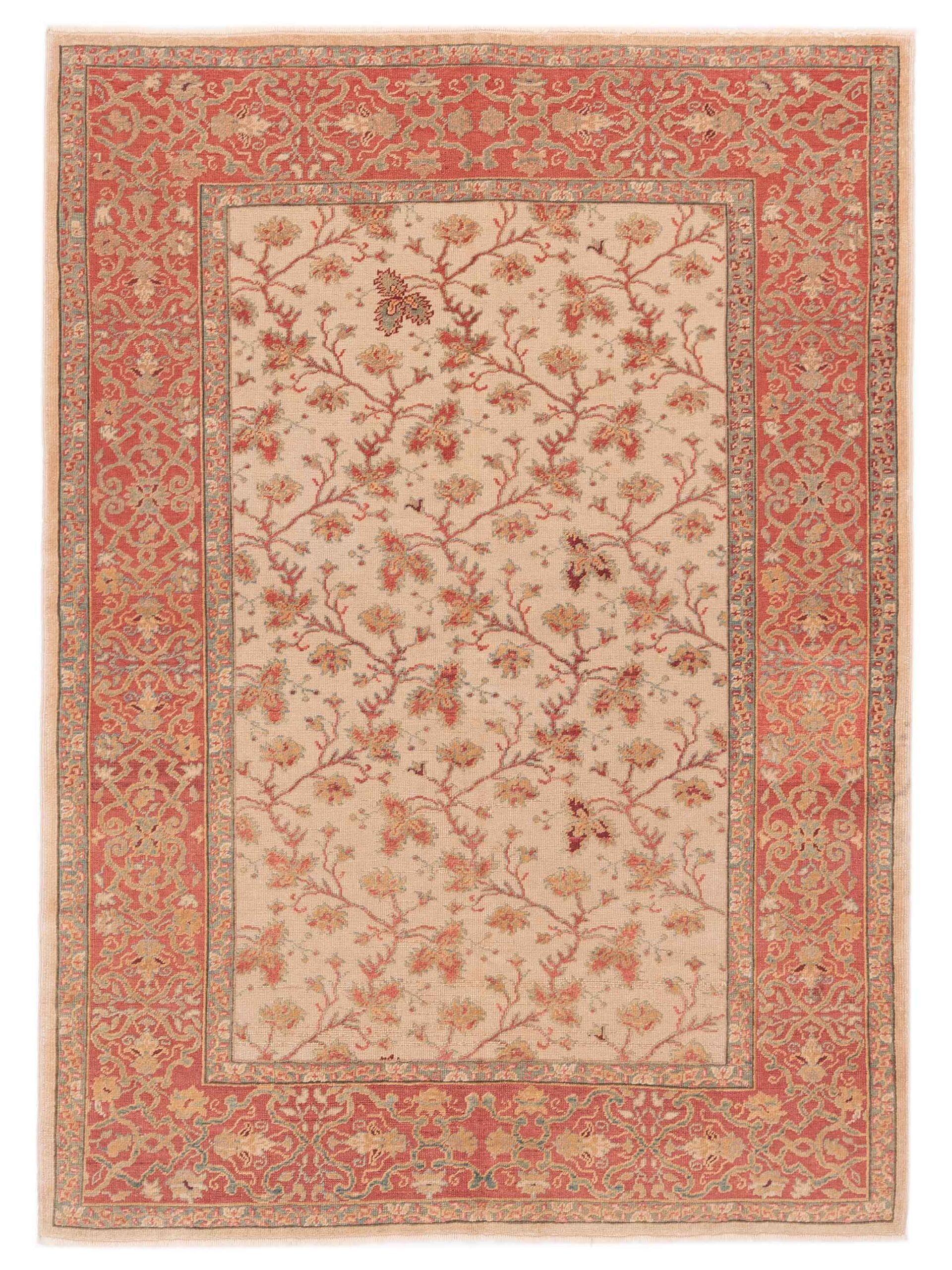 Fine Loom Ivory Rust 5.10x8.4 Hand Knotted Rug