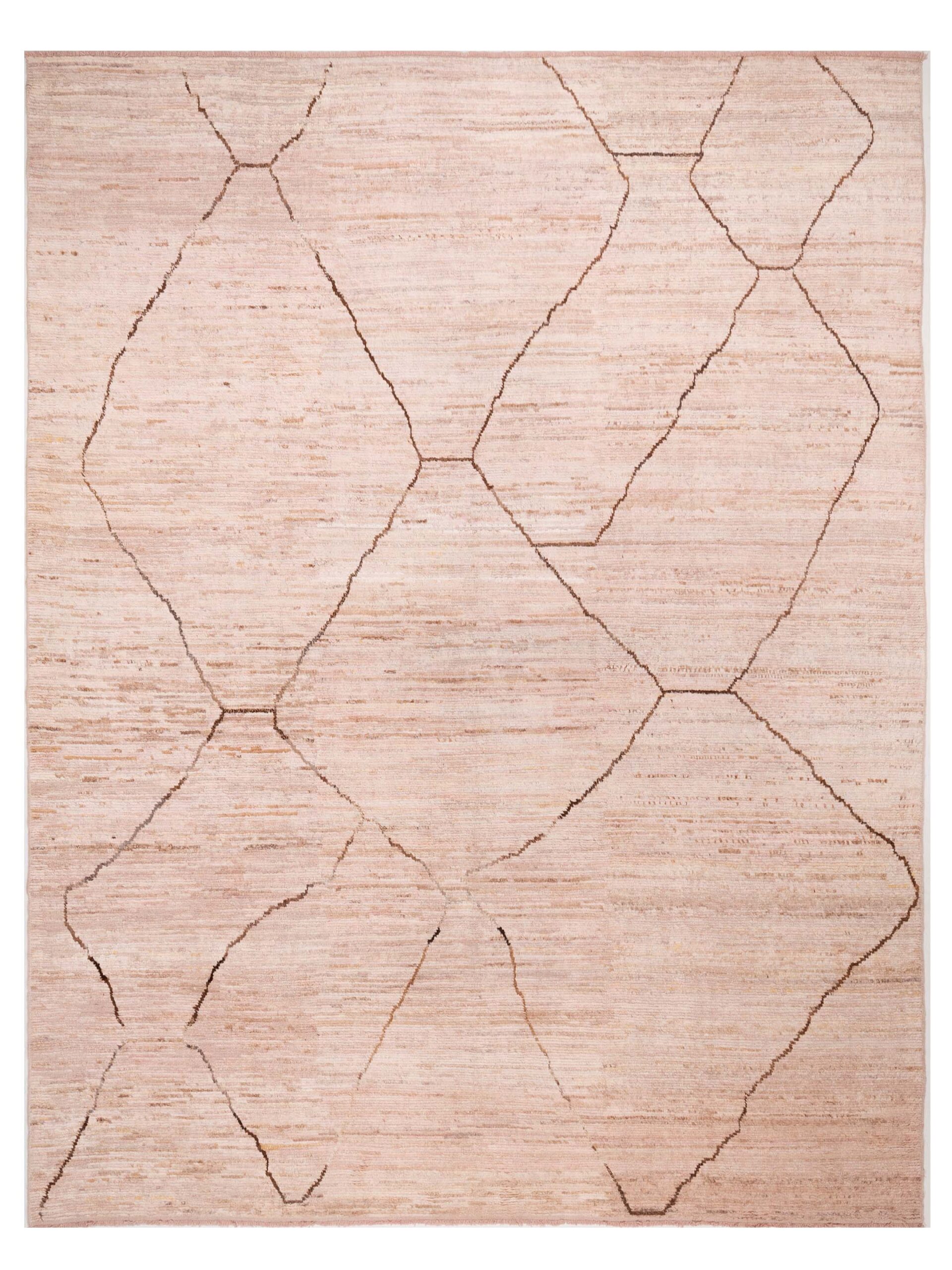 Contemporary Dusk Pink Ivory 12.5x15.6 Hand Knotted Rug