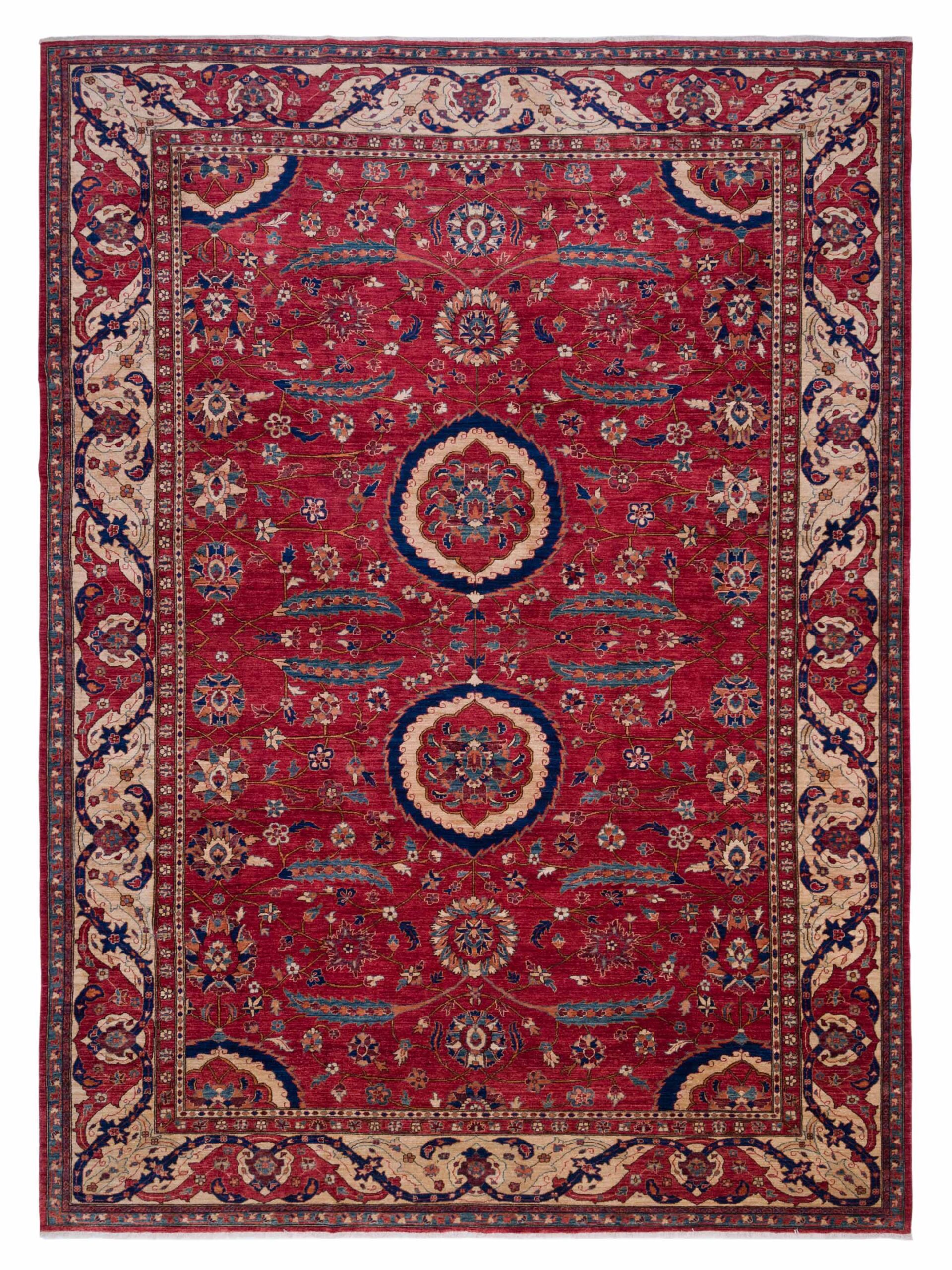 Fine Loom Red Ivory 11x17.9 Hand Knotted Rug