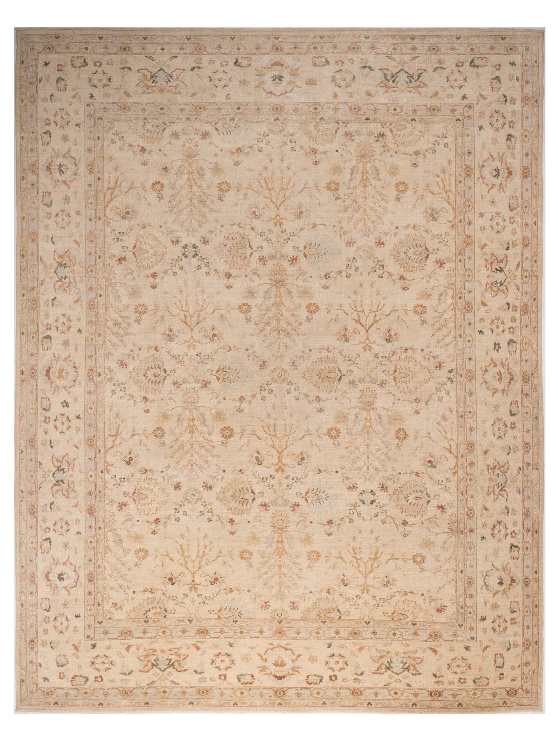 Turkish Oushak Ivory Ivory 13.4x17.3 Hand Knotted Rug