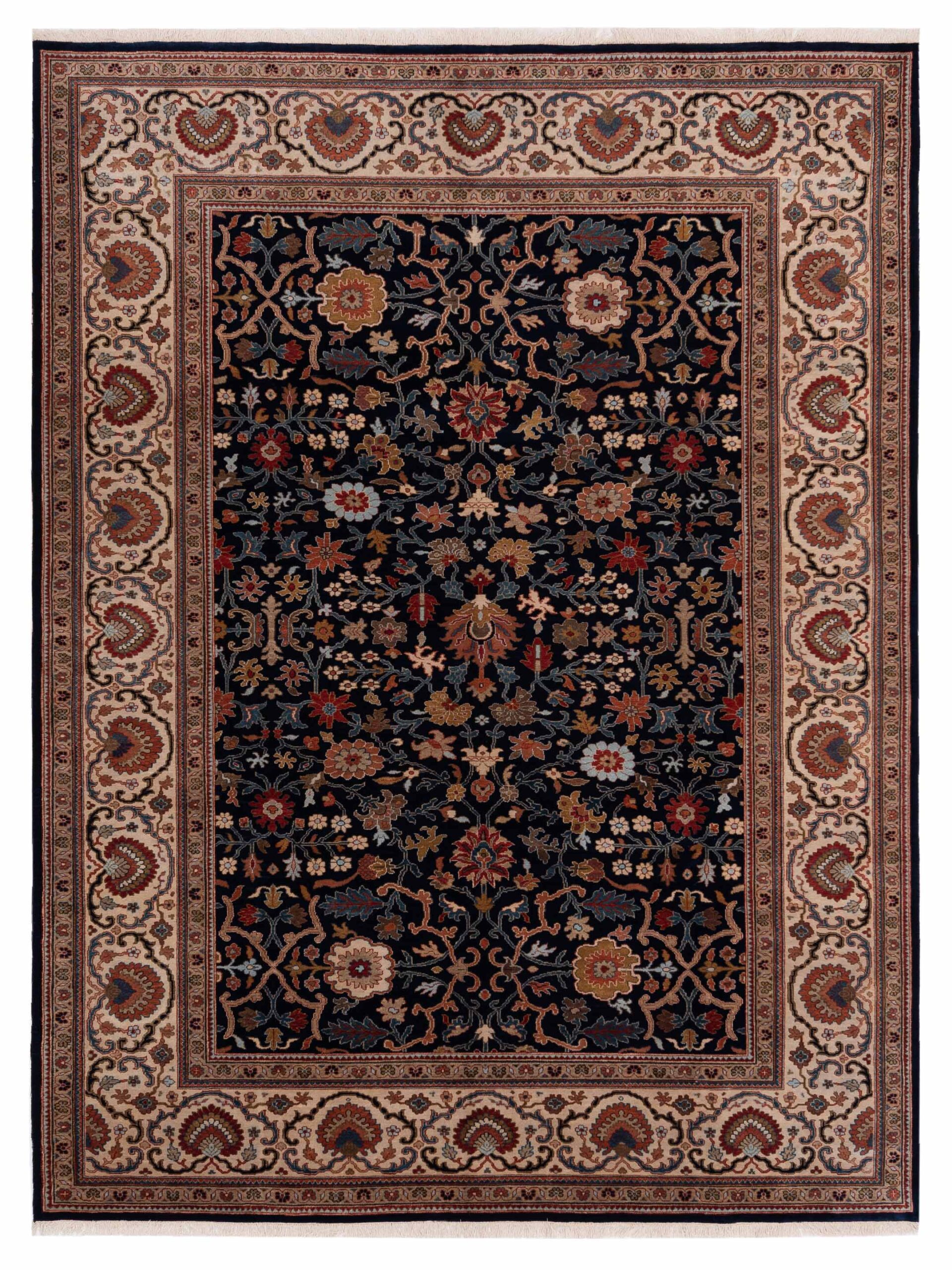 Queen Navy Ivory 8.9x11.10 Hand Knotted Rug