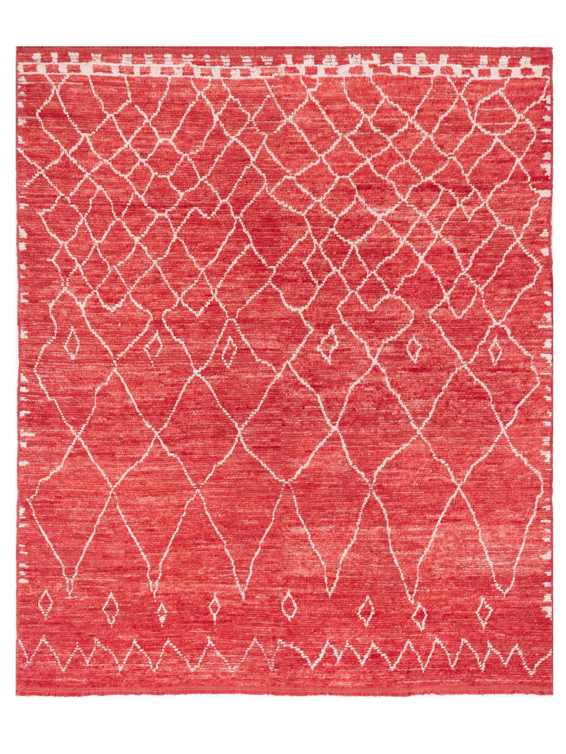Contemporary Red Red 8.5x9.7 Hand Knotted Rug