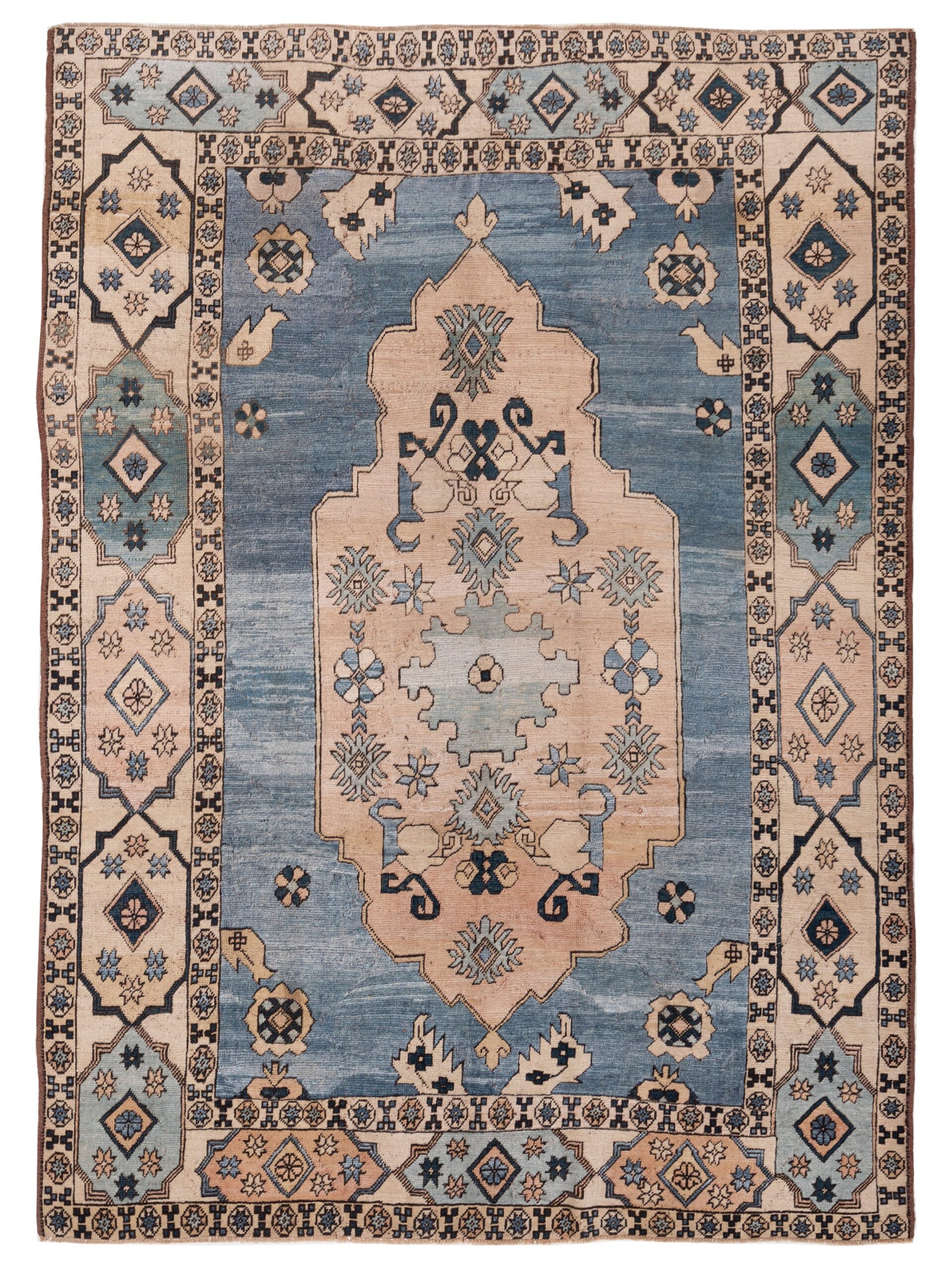 Anatolian Blue Beige 7.10x10.8 Hand Knotted Rug