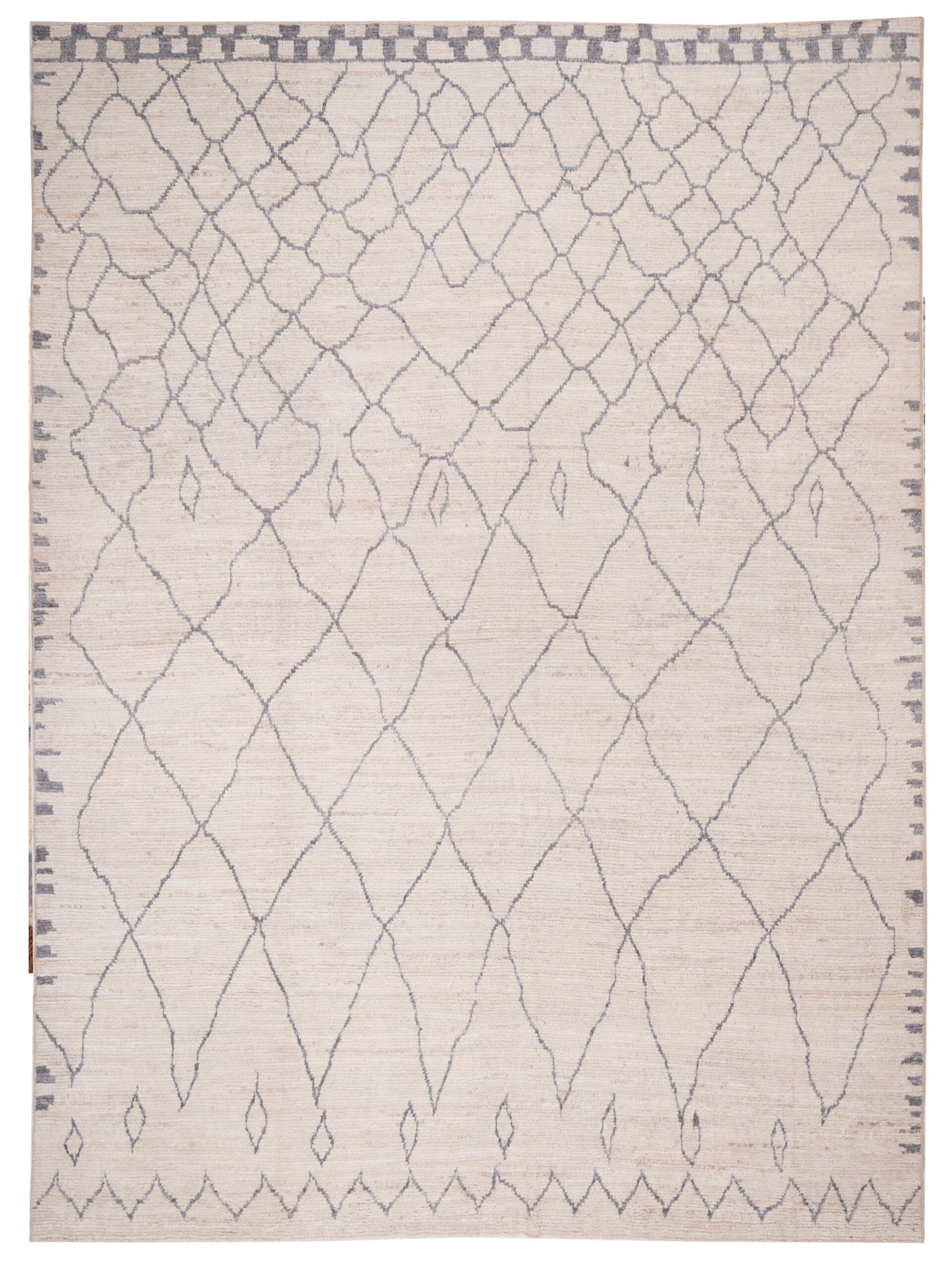 Contemporary Ivory 12.3x15.6 Hand Knotted Rug