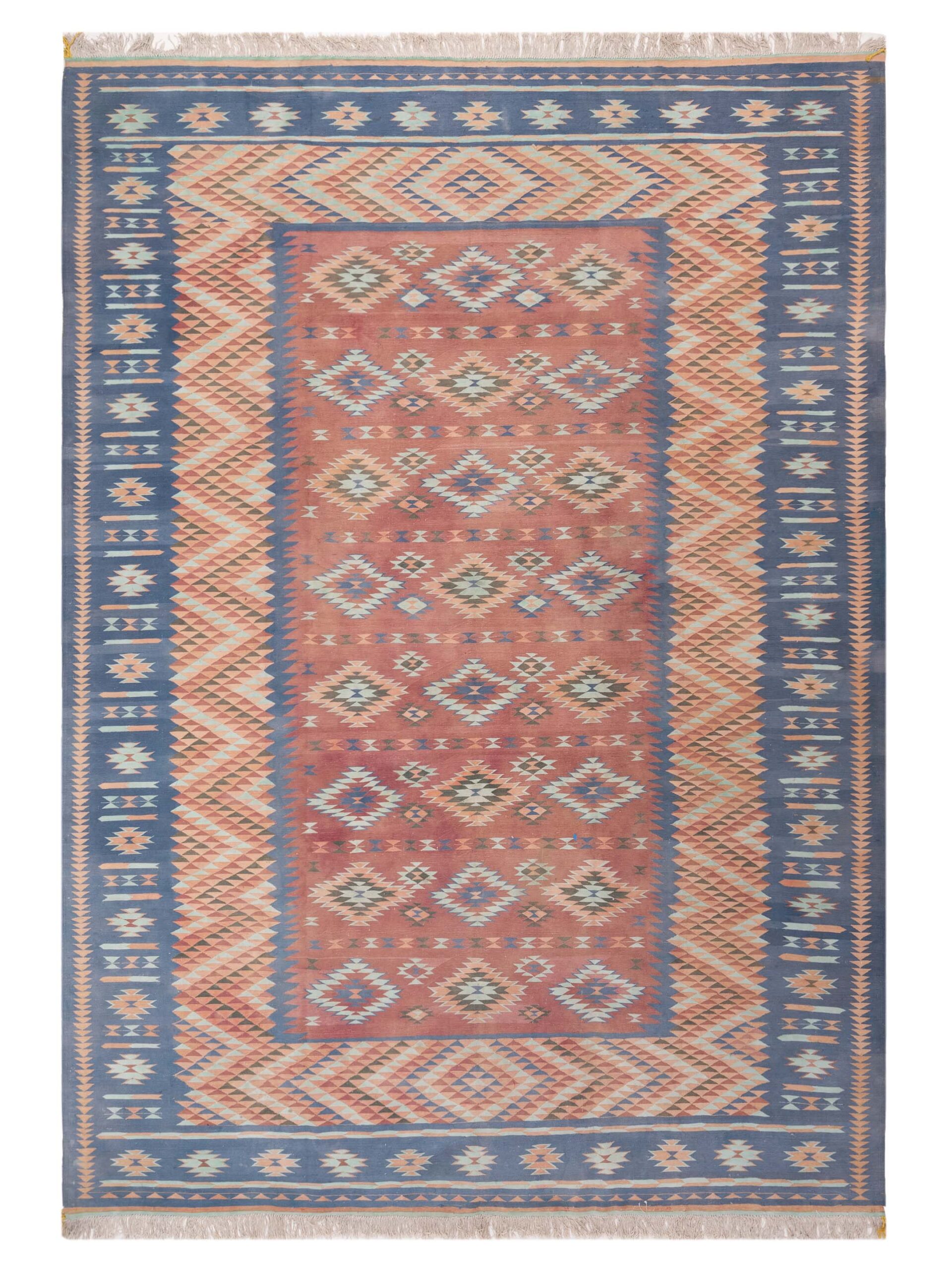 Dhurrie Pink Blue 9.11x13.2 Hand Woven Rug